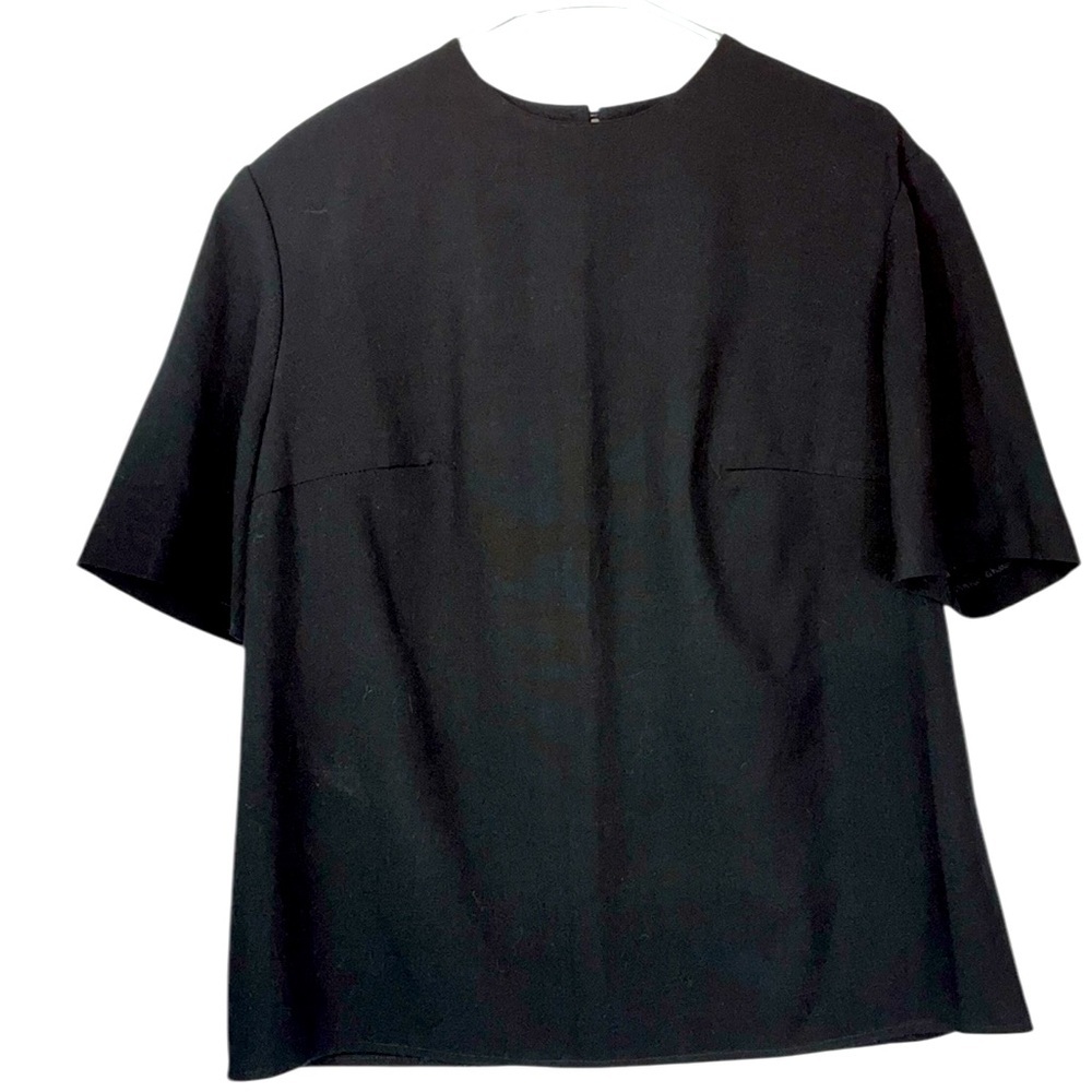 Ellen Figg  short sleeve boxy popover minimalist top Sz14W Black